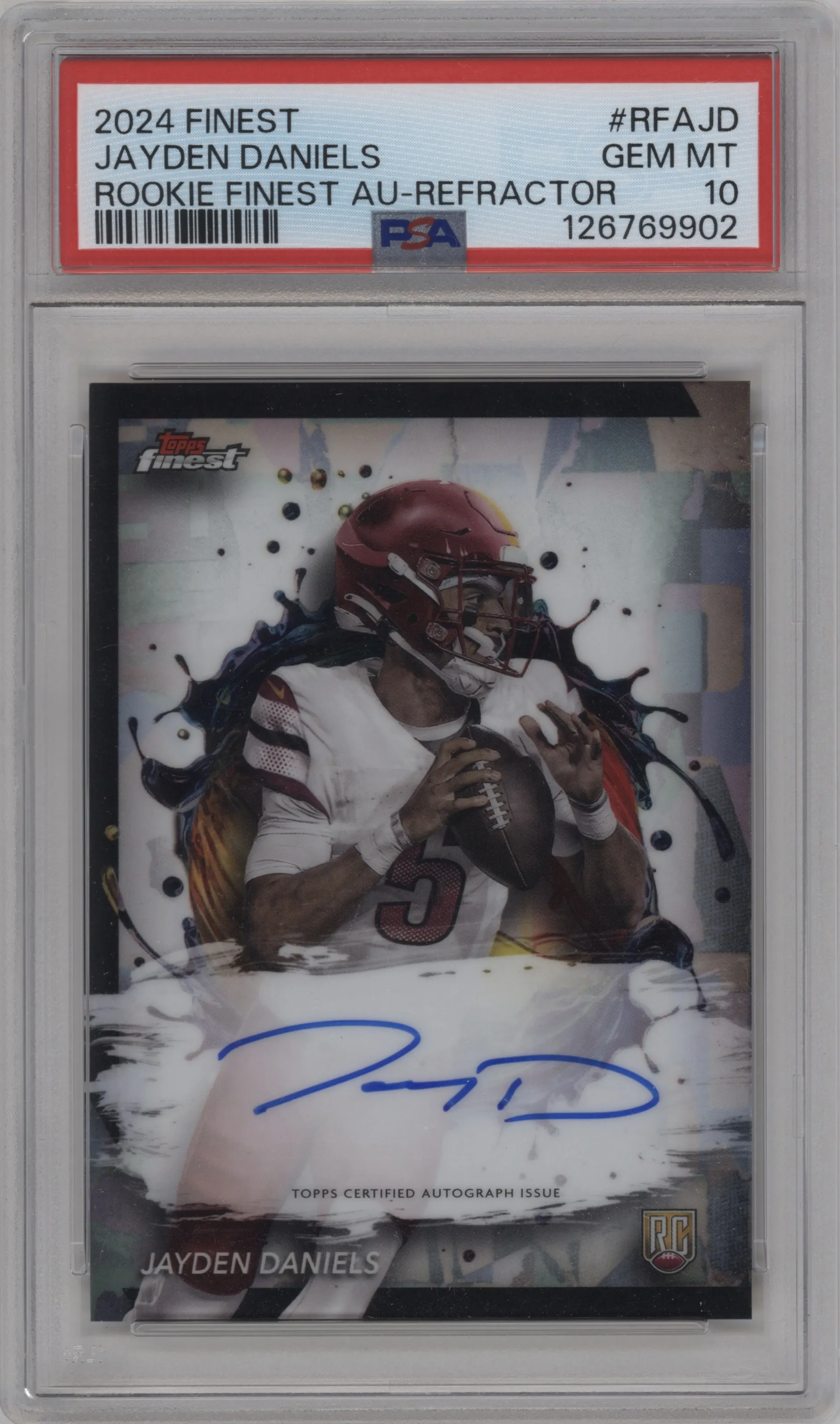 2024 Finest Rke.Auto Jayden Daniels Refractor #RFA-JD PSA 10