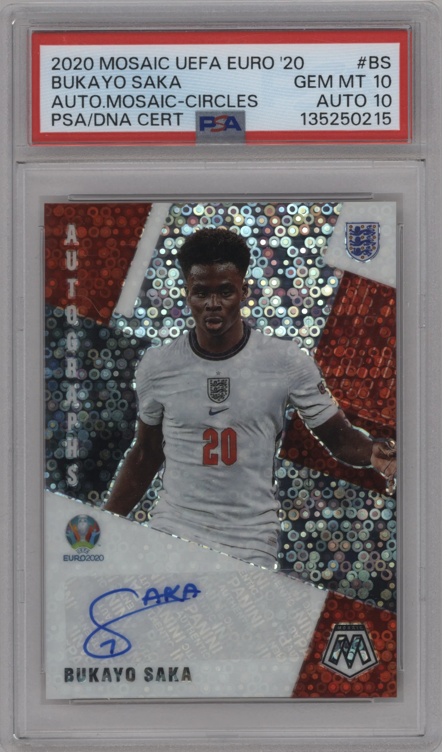 2020 Panini Mosaic UEFA EURO 2020 Auto Bukayo Saka Circles #AM-BS PSA 10