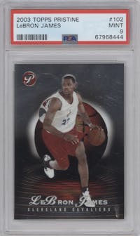 LeBron James from the 2003-04 Topps Pristine  set graded by PSA and given an overall grade of 9.