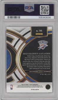 Shai Gilgeous-Alexander from the 2023-24 Panini Select  set featuring a Cosmic  parallel graded by PSA and given an overall grade of 8.