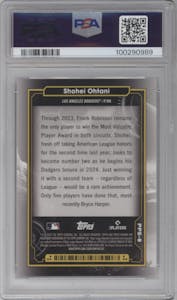 Shohei Ohtani from the 2024 Topps Cosmic Chrome set graded by PSA and given an overall grade of 10.