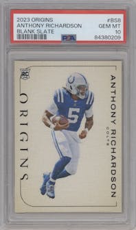Anthony Richardson from the 2023 Panini Origins set graded by PSA and given an overall grade of 10.