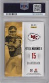 Patrick Mahomes II from the 2017 Panini Contenders set graded by PSA and given an overall grade of 9.