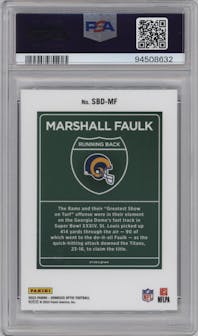 Marshall Faulk from the 2023 Donruss Optic set graded by PSA and given an overall grade of 10.