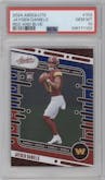 Jayden Daniels from the 2024 Panini Absolute set featuring a Red & Blue parallel graded by PSA and given an overall grade of 10.