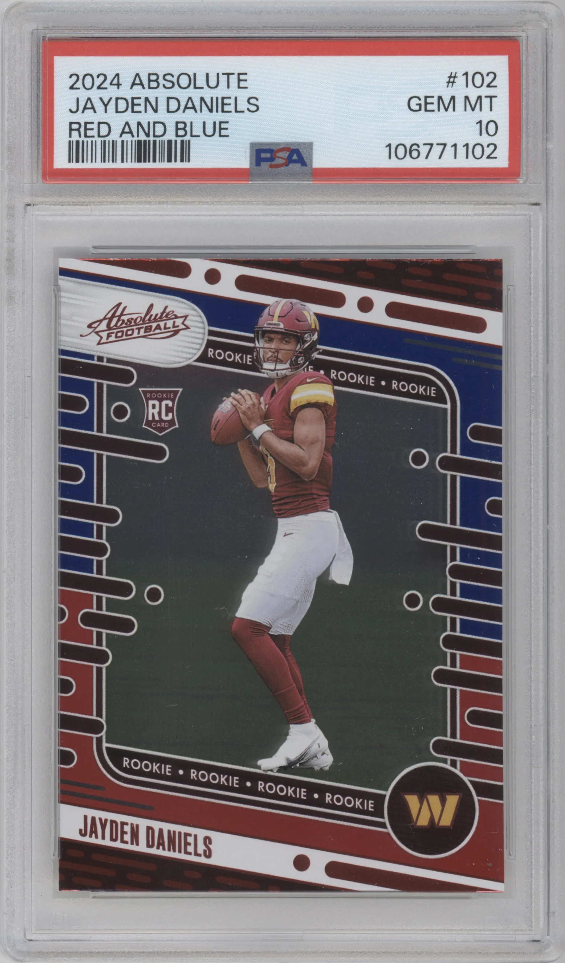 2024 Panini Absolute Jayden Daniels Red & Blue PSA 10