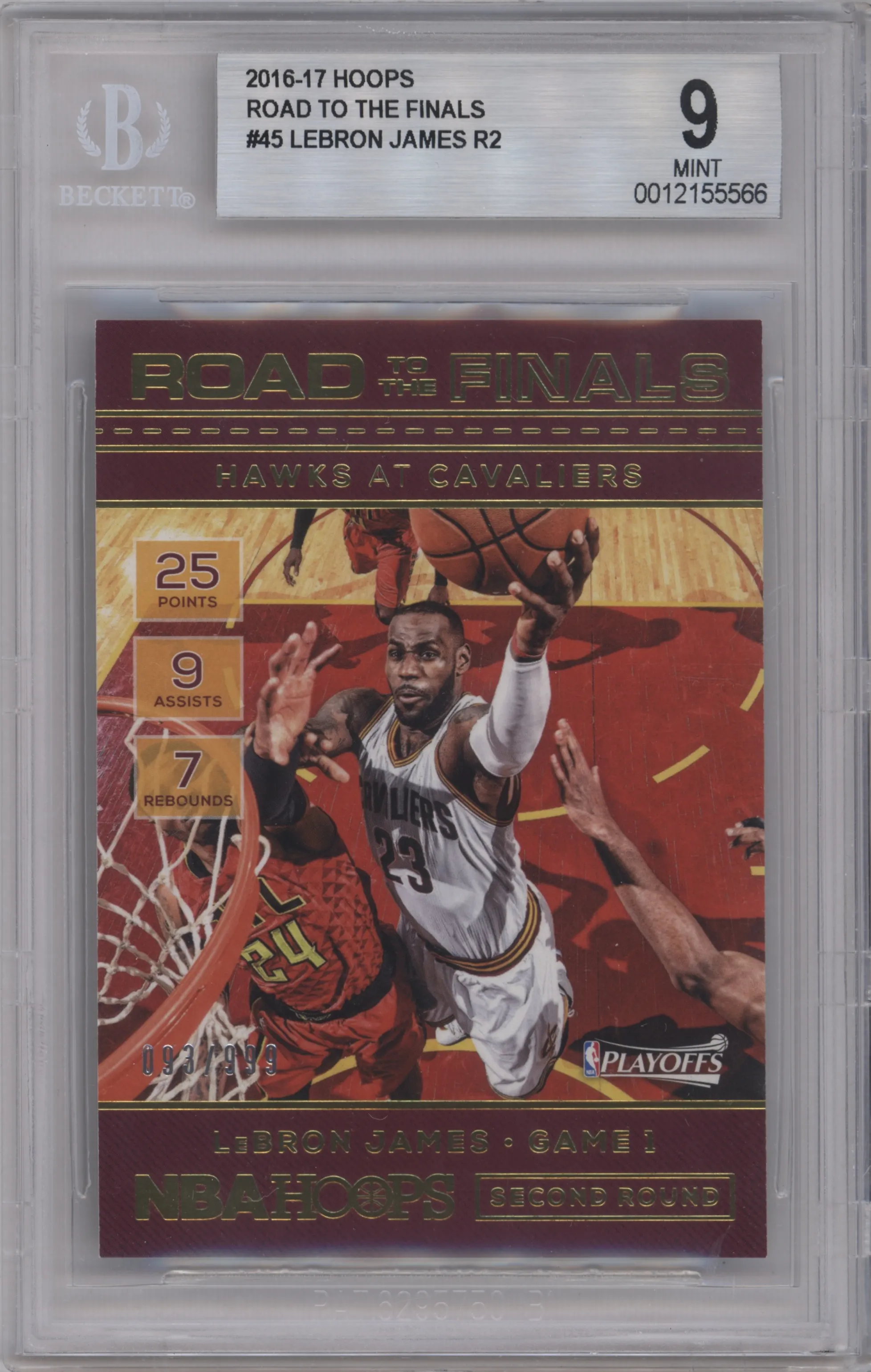 2016 Panini NBA Hoops Road to the Finals LeBron James #45 BGS 9
