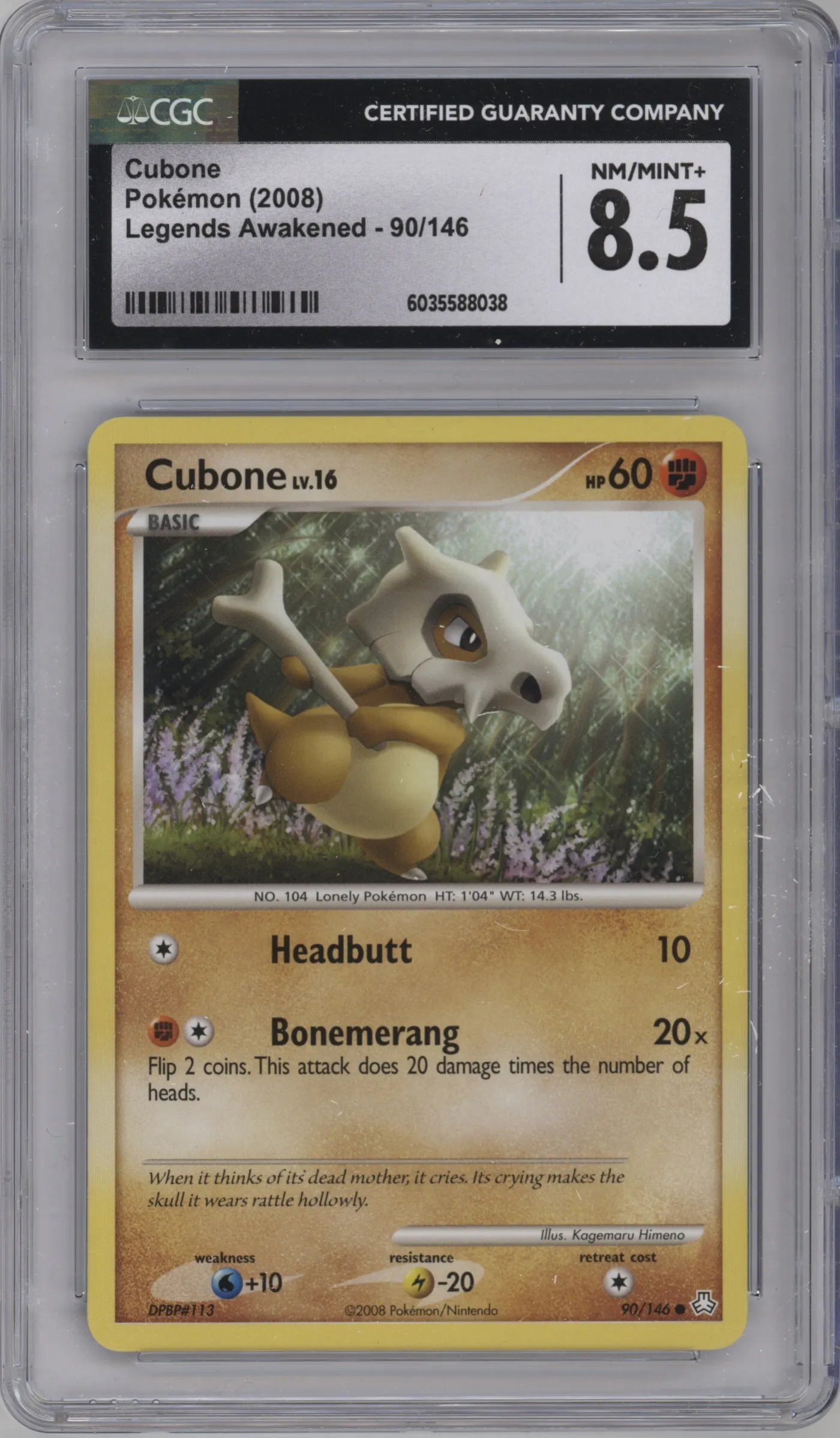 2008 Pokemon D&P Legends Awakened Cubone #90 CGC 8.5