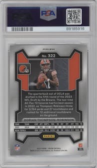Dorian Thompson-Robinson from the 2023 Panini Prizm set featuring a Silver Prizm parallel graded by PSA and given an overall grade of 10.