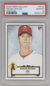 Shohei Ohtani from the 2018 Topps Gallery set graded by PSA and given an overall grade of 10.