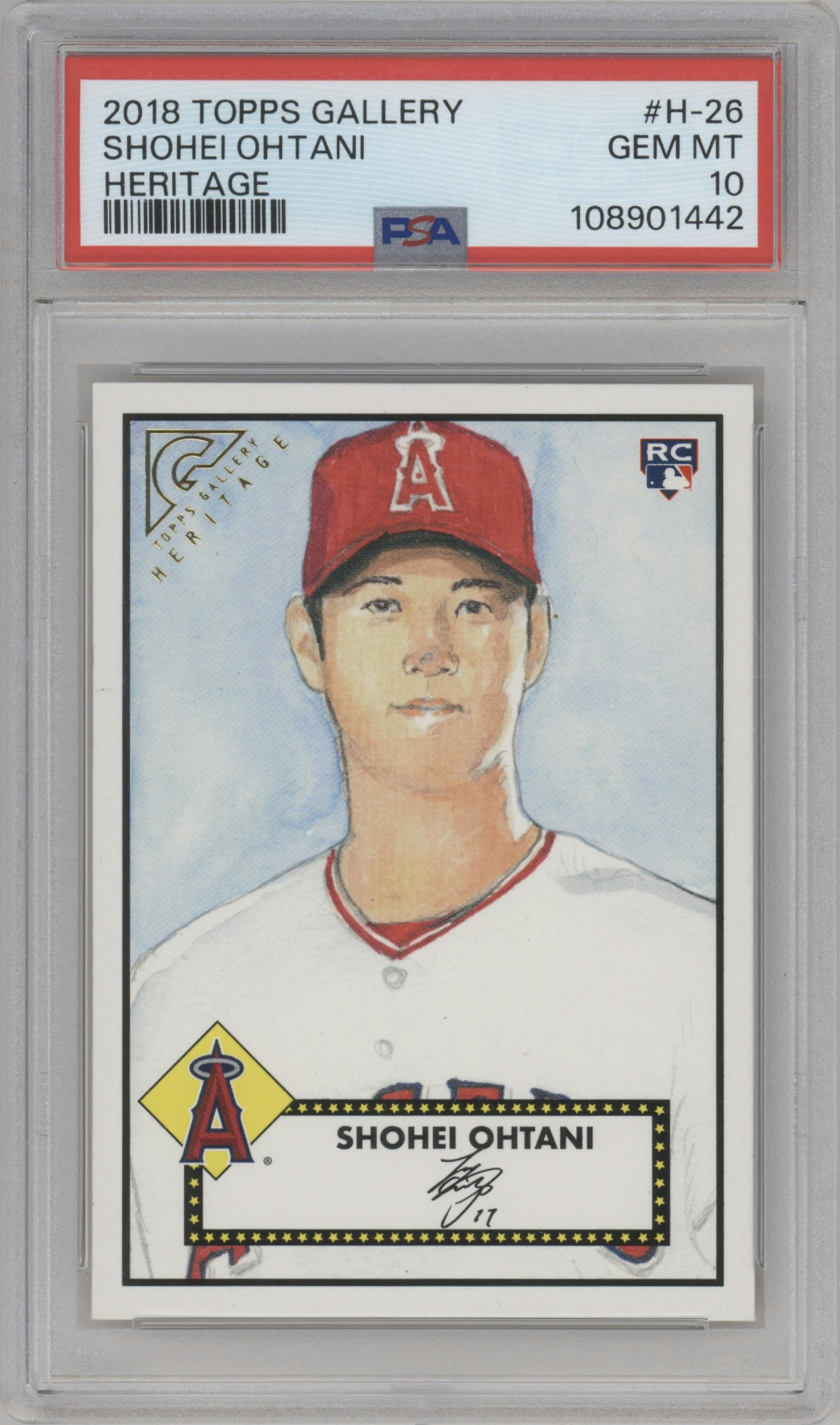 Shohei Ohtani from the 2018 Topps Gallery set graded by PSA and given an overall grade of 10.