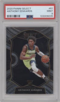 Anthony Edwards from the 2020-21 Panini Select  set graded by PSA and given an overall grade of 9.