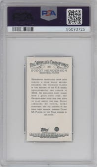 Scoot Henderson from the 2023 Topps Allen & Ginter X set featuring a Black Border parallel graded by PSA and given an overall grade of 9.