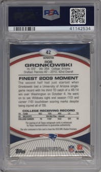 Rob Gronkowski  from the 2010 Topps Finest set featuring a Red Refractor parallel graded by PSA and given an overall grade of 10.