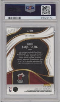 Jaime Jaquez Jr. from the 2023-24 Panini Select  set featuring a Cosmic parallel graded by PSA and given an overall grade of 10.
