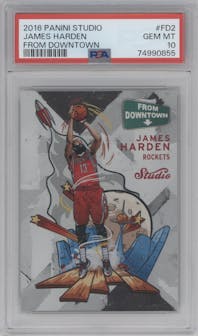 James Harden from the 2016-17 Panini Studio set graded by PSA and given an overall grade of 10.