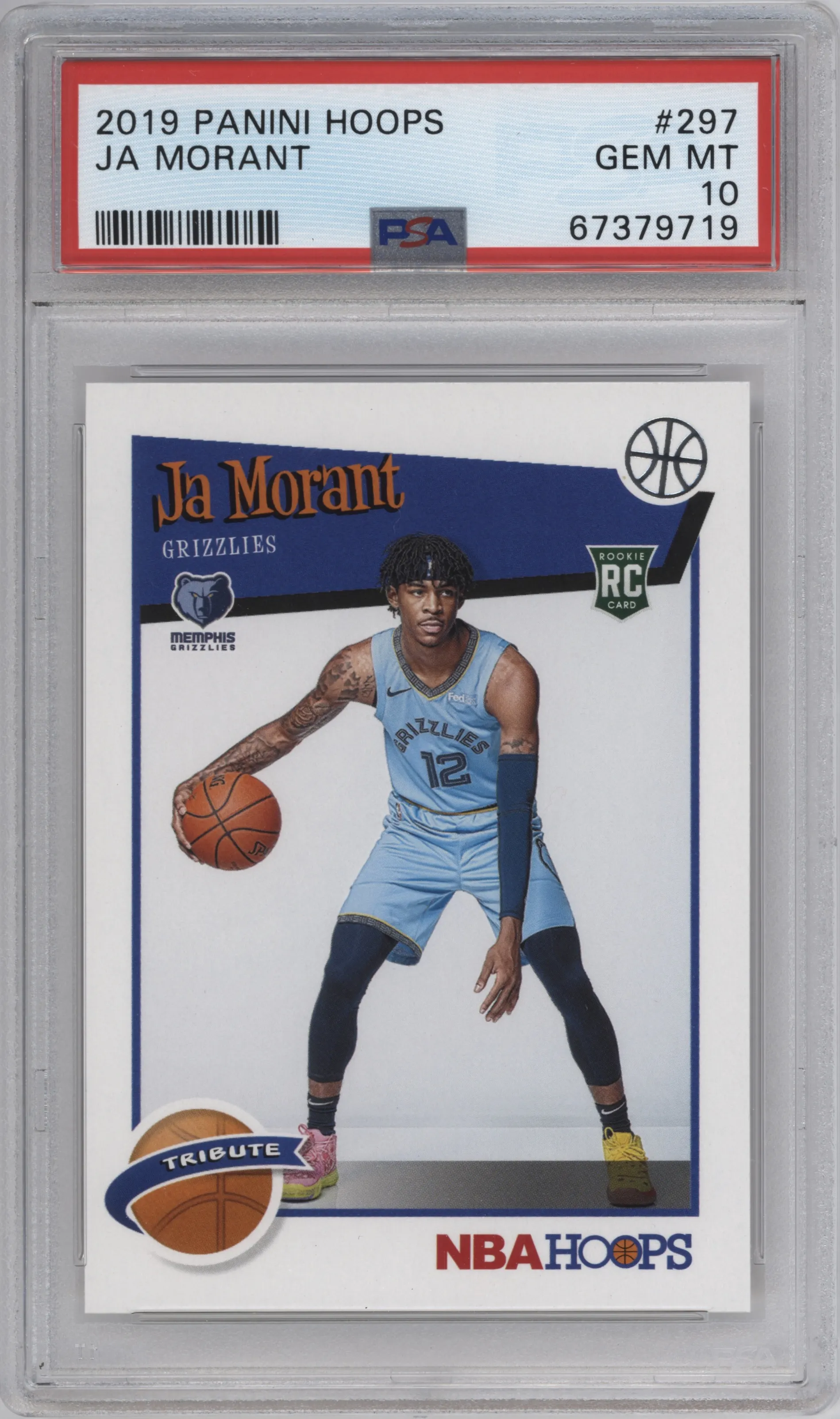 2019 Panini NBA Hoops Tribute Ja Morant PSA 10