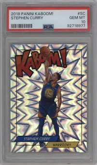 Stephen Curry from the 2018 Panini Kaboom Rewards Multi-Sport set graded by PSA and given an overall grade of 10.