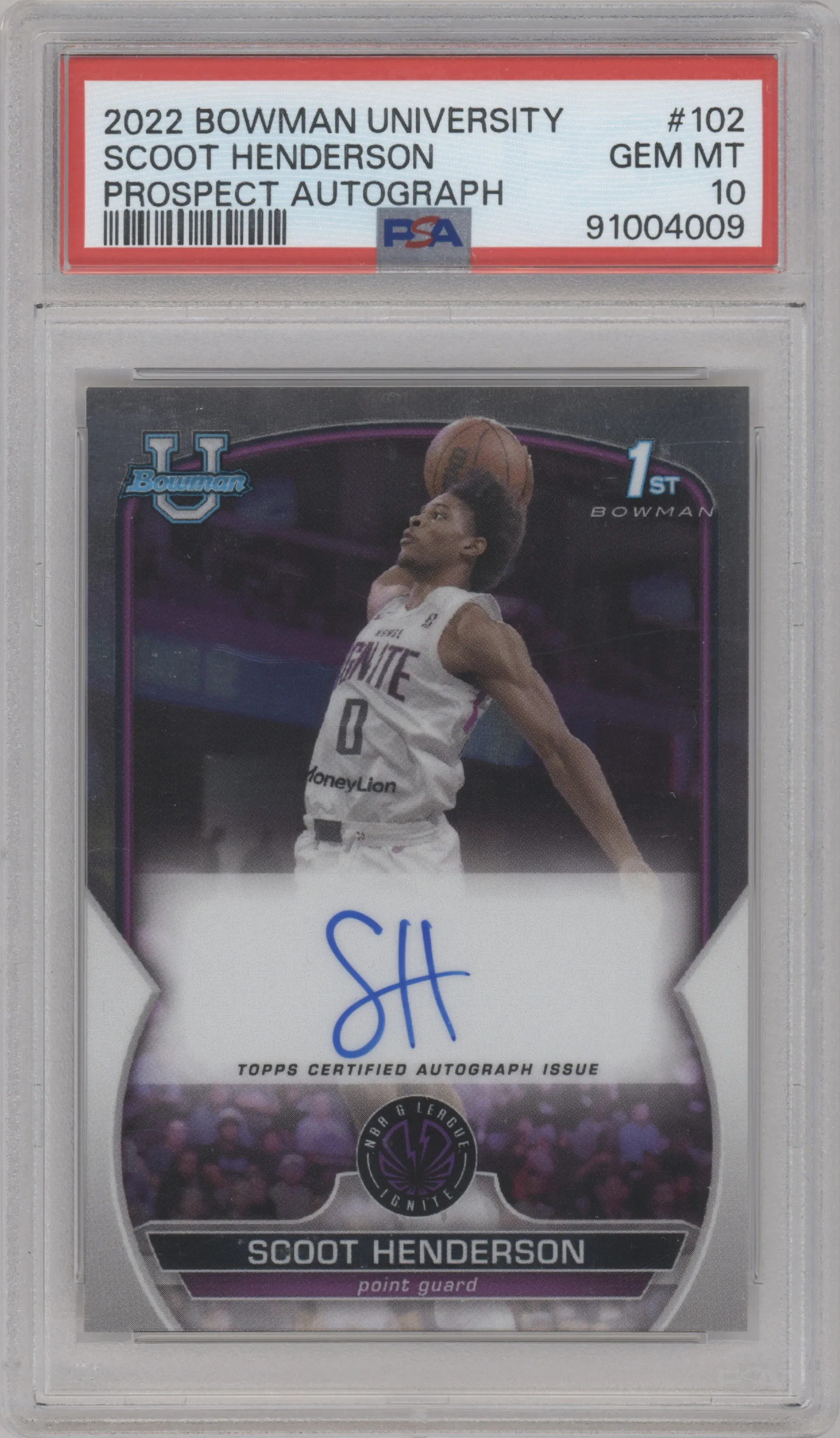 2022 Bowman University Chrome Chr.Pros.Auto Scoot Henderson #102 PSA 10