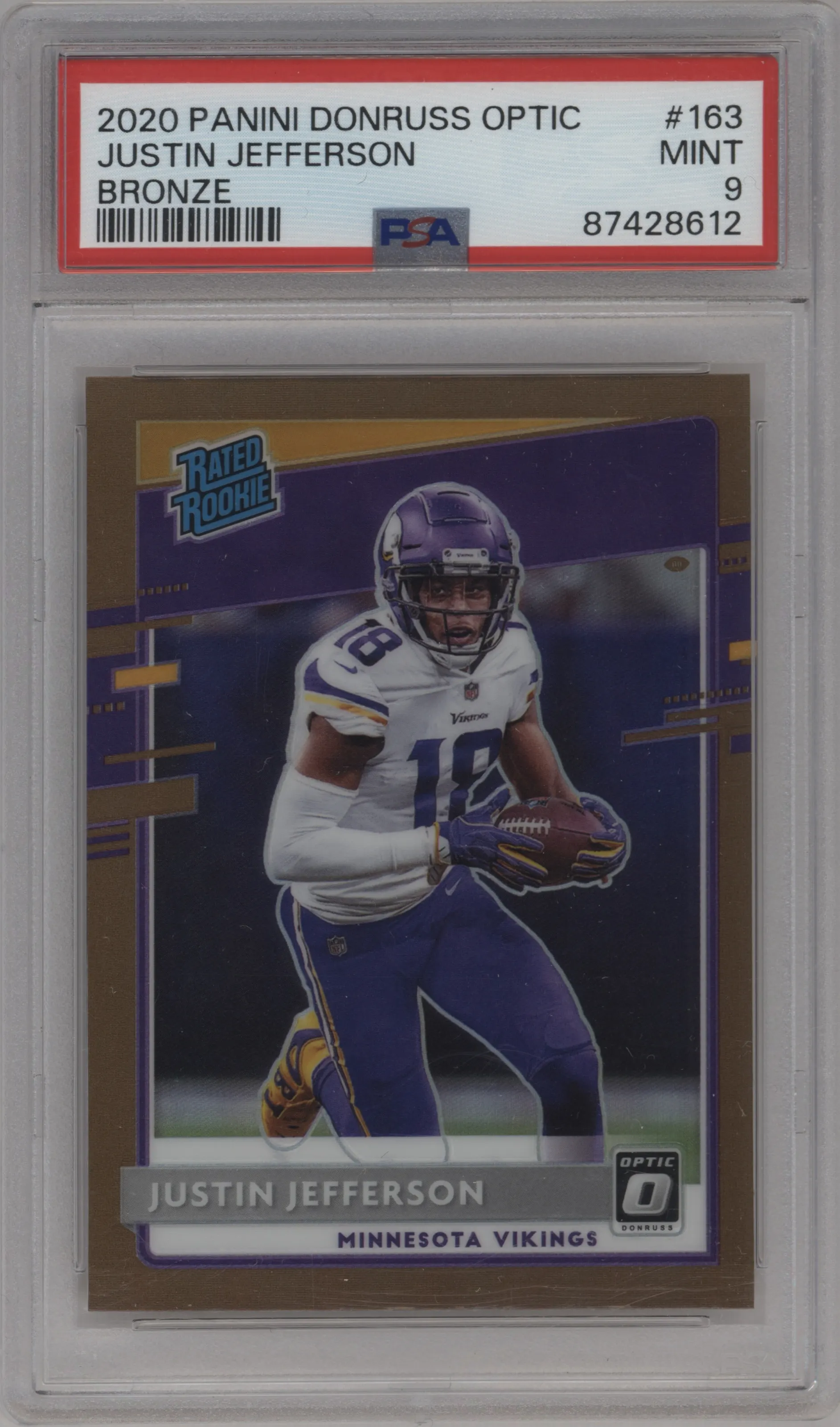 2020 Panini Donruss Optic Rated Rookie Justin Jefferson Bronze PSA 9