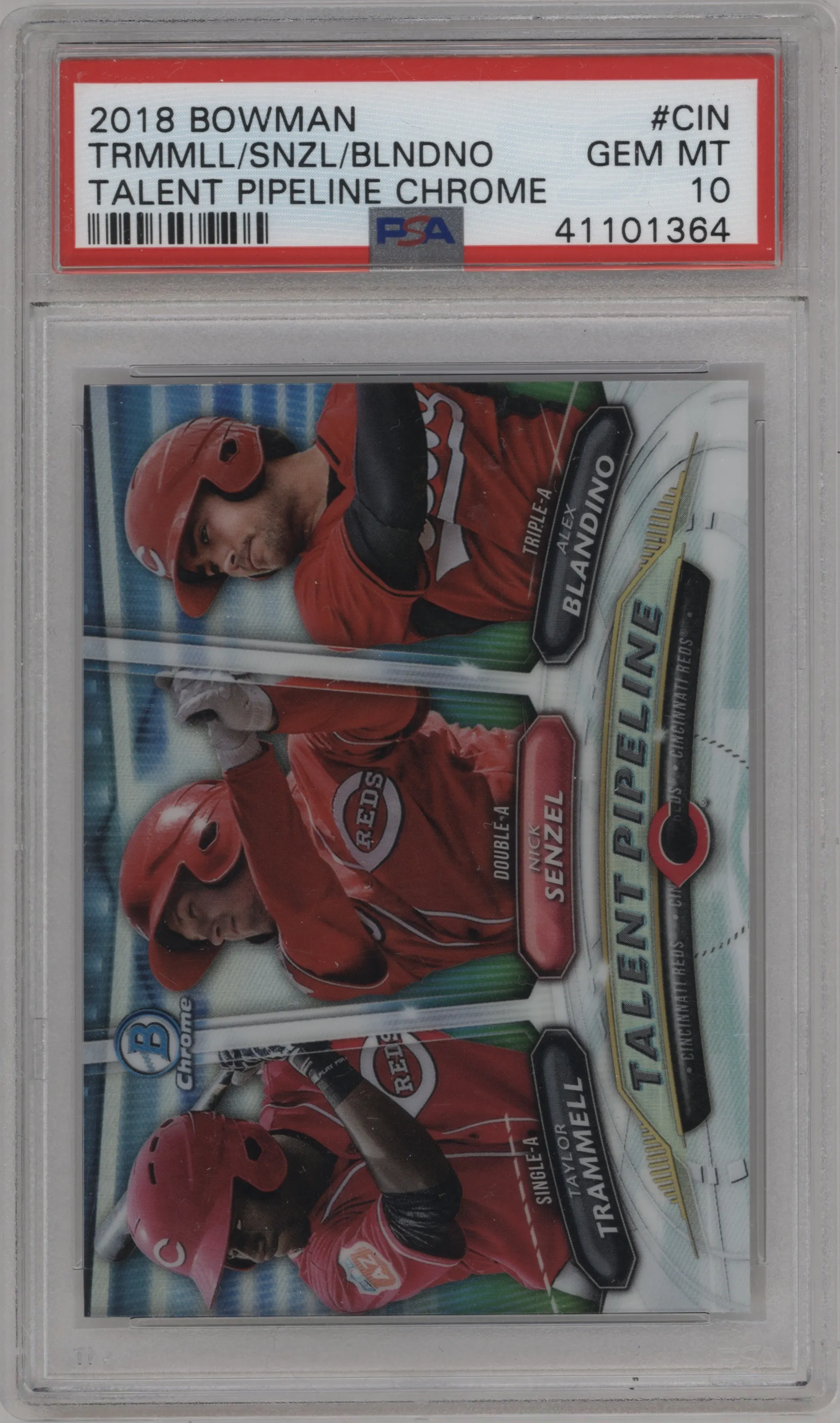 2018 Bowman Talent Pipeline Taylor Trammell/Nick Senzel/Alex Blandino #TP-CIN PSA 10