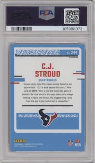 C.J. Stroud from the 2023 Donruss Optic set featuring a Pink parallel graded by PSA and given an overall grade of 10.