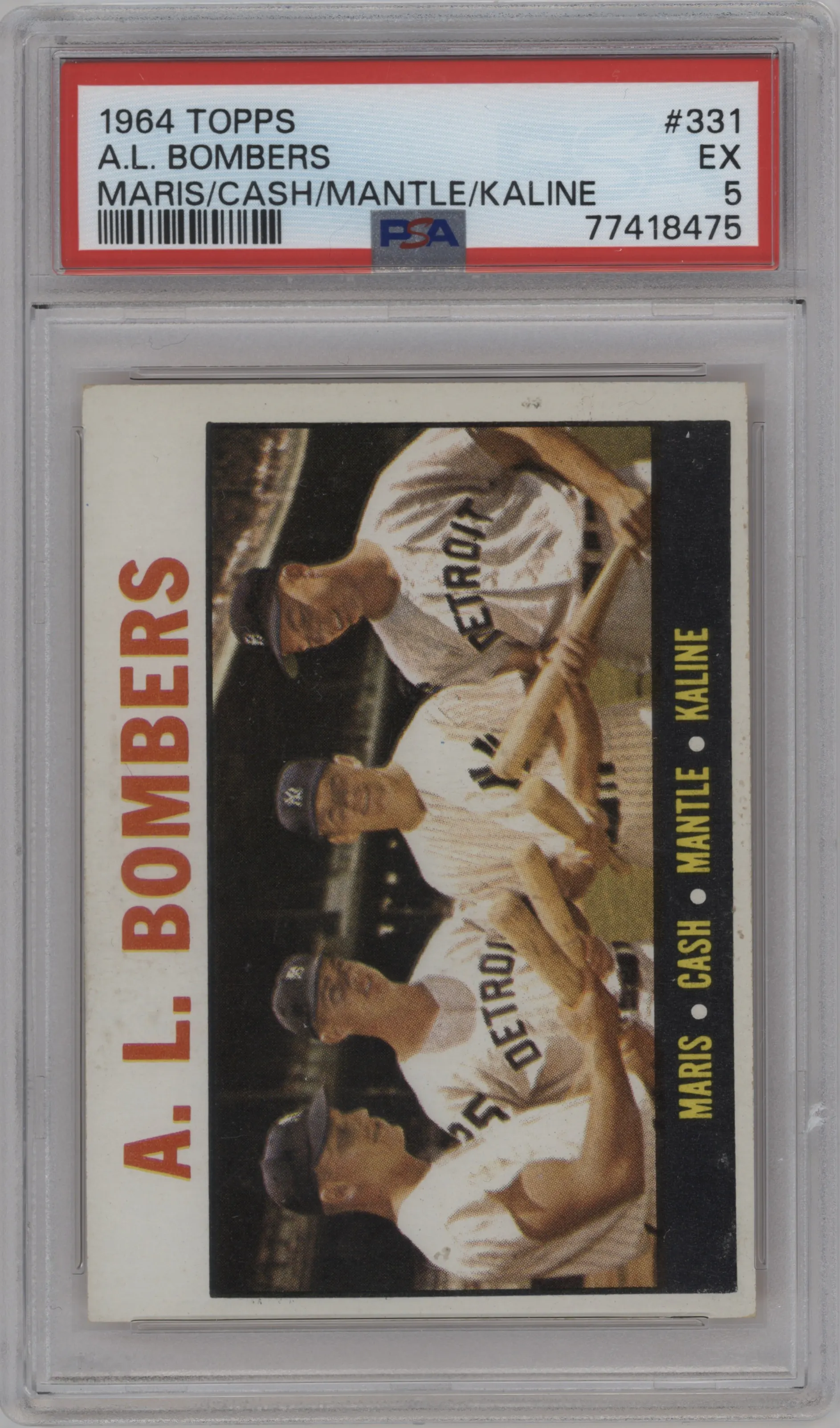 1964 Topps Roger Maris/Norm Cash/Mickey Mantle/Al Kaline #331 PSA 5