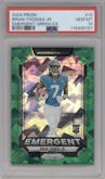 Brian Thomas Jr. from the 2024 Panini Prizm set featuring a Green Ice parallel graded by PSA and given an overall grade of 10.