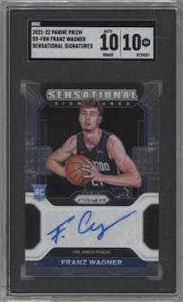 Franz Wagner from the 2021-22 Panini Prizm  set graded by SGC and given an overall grade of 10.
