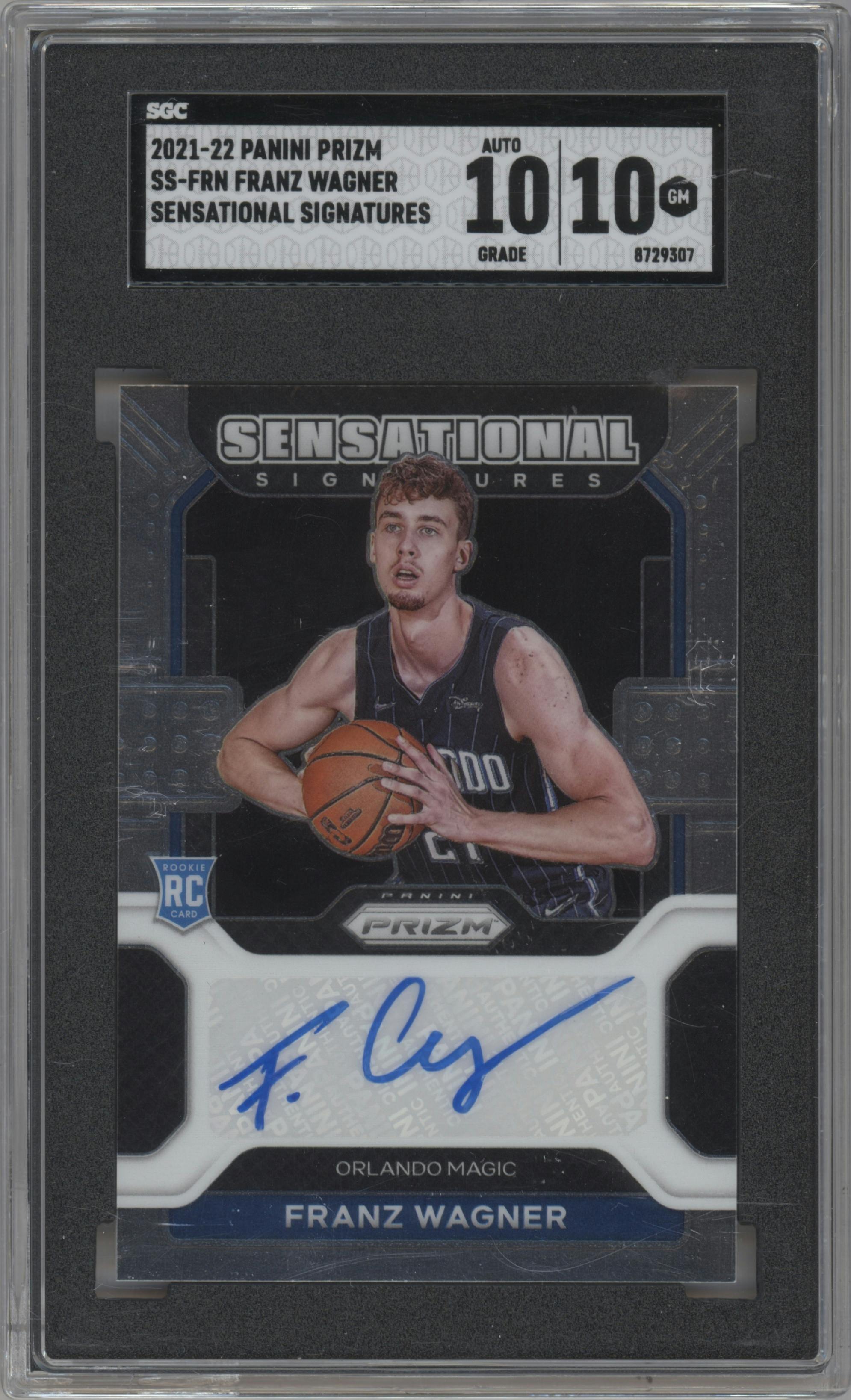 Franz Wagner from the 2021-22 Panini Prizm  set graded by SGC and given an overall grade of 10.
