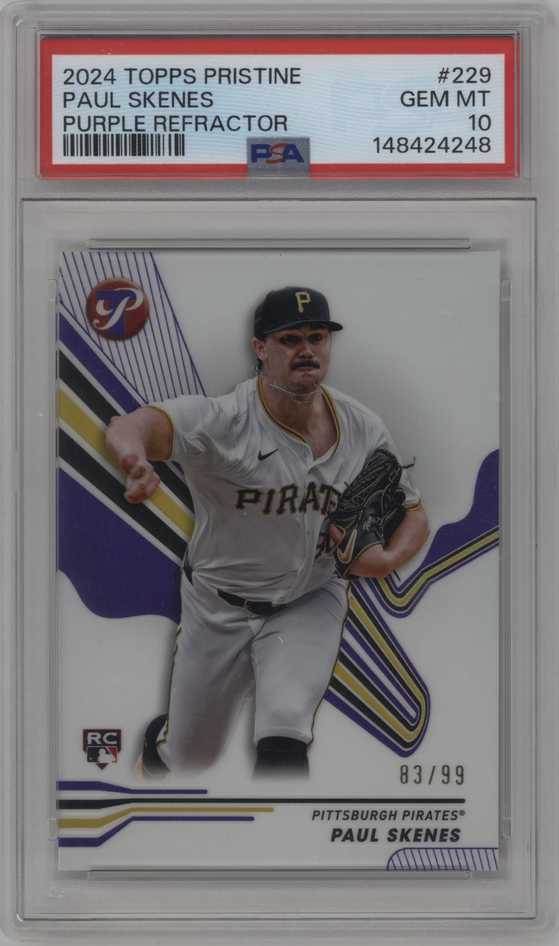 2024 Topps Pristine Paul Skenes Purple Refractor #229 PSA 10
