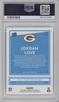 Jordan Love from the 2020 Panini Donruss Optic set graded by PSA and given an overall grade of 10.