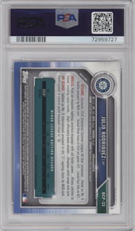 Julio Rodriguez from the 2019 Bowman  set graded by PSA and given an overall grade of 10.