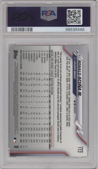 Ronald Acuna Jr. from the 2020 Topps Chrome set graded by PSA and given an overall grade of 10.