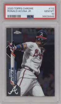 Ronald Acuna Jr. from the 2020 Topps Chrome set graded by PSA and given an overall grade of 10.