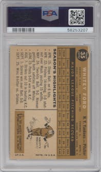 Whitey Ford from the 1960 Topps set graded by PSA and given an overall grade of 3.