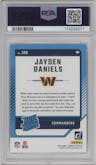 Jayden Daniels from the 2024 Donruss set graded by PSA and given an overall grade of 10.