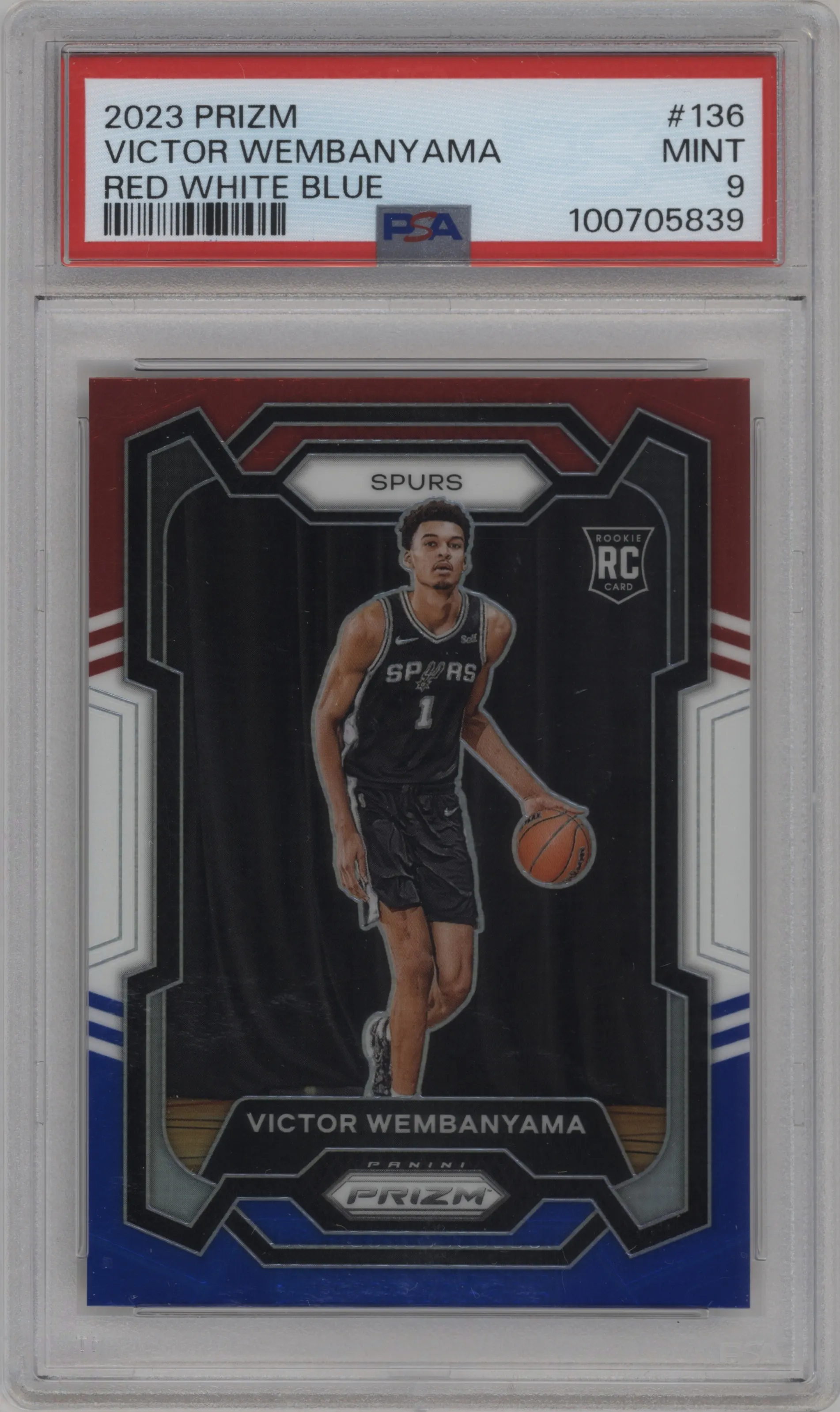 2023 Panini Prizm Victor Wembanyama Red White Blue Prizm PSA 9