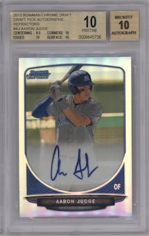Aaron Judge from the 2013 Bowman Draft Picks & Prospects set featuring a Refractor parallel graded by Beckett and given an overall grade of 10.