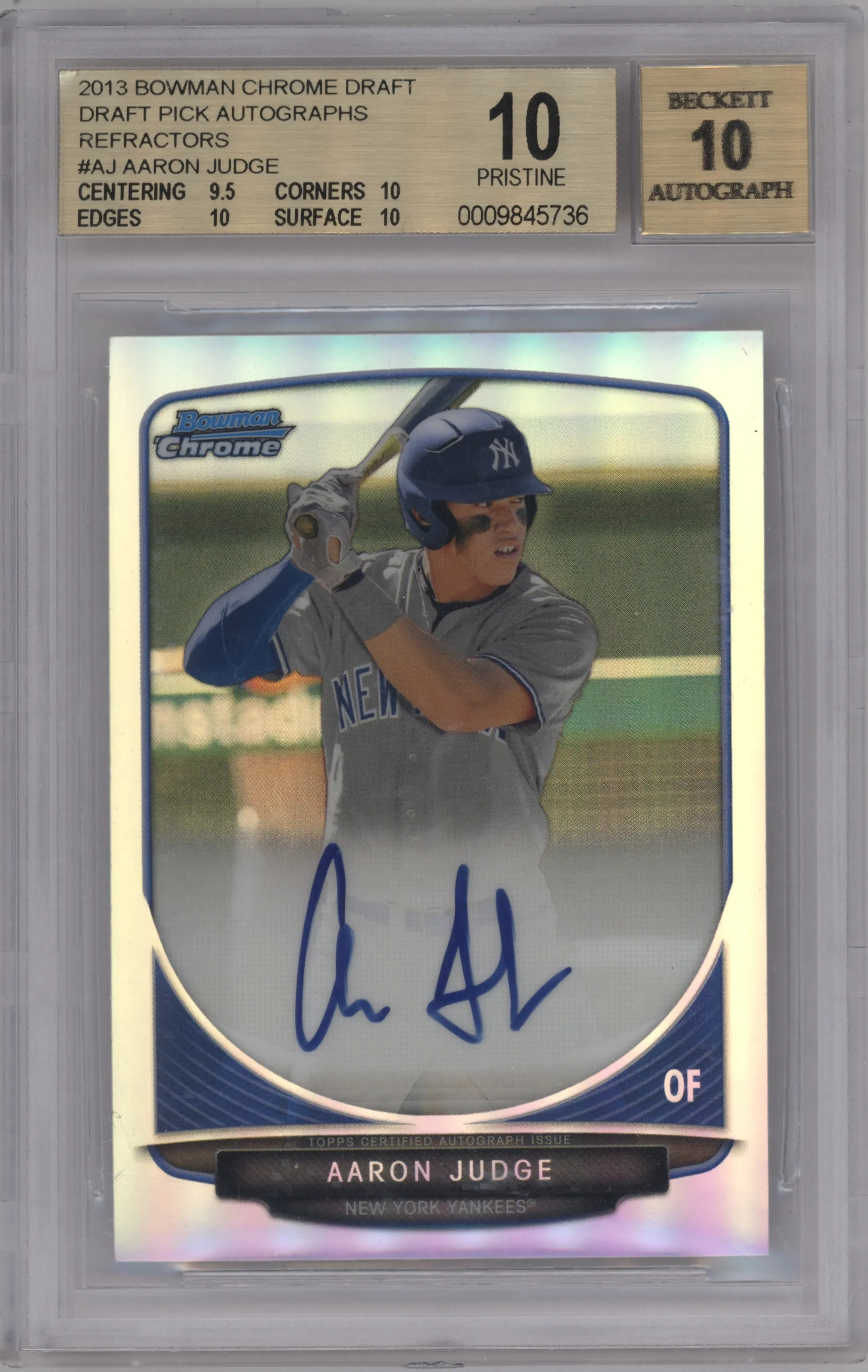 2013 Bowman Draft Picks & Prospects Chr.Auto.Pros Aaron Judge Refractor #BCA-AJ BGS 10