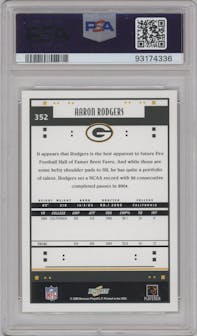 Aaron Rodgers from the 2005 Score set graded by PSA and given an overall grade of 10.
