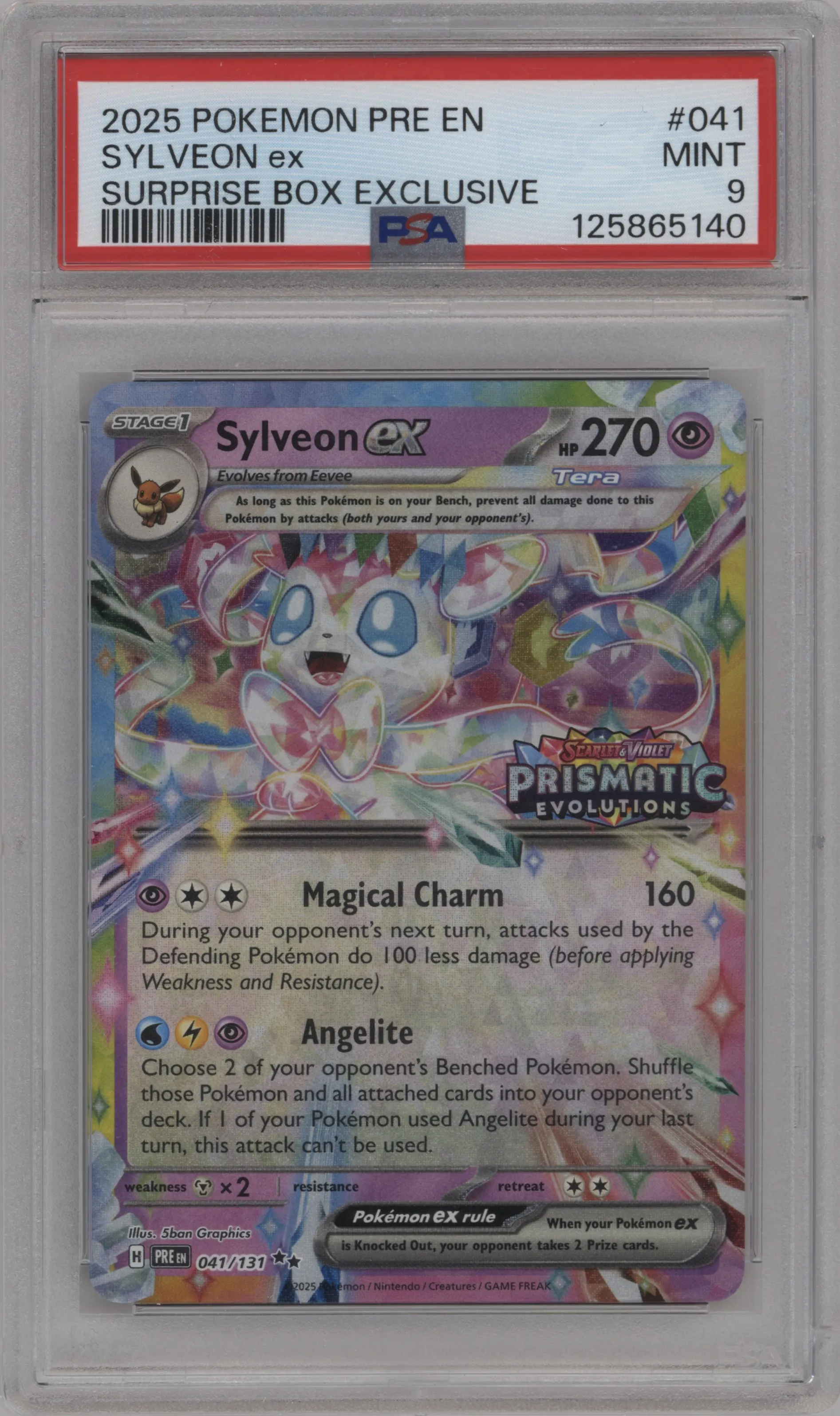 2025 Pokemon SV Prismatic Evolutions Sylveon ex Prismatic Evolutions Surprise Box #041 PSA 9