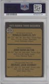 Ron Cey/John Hilton/Mike Schmidt from the 1973 Topps set graded by PSA and given an overall grade of 5.