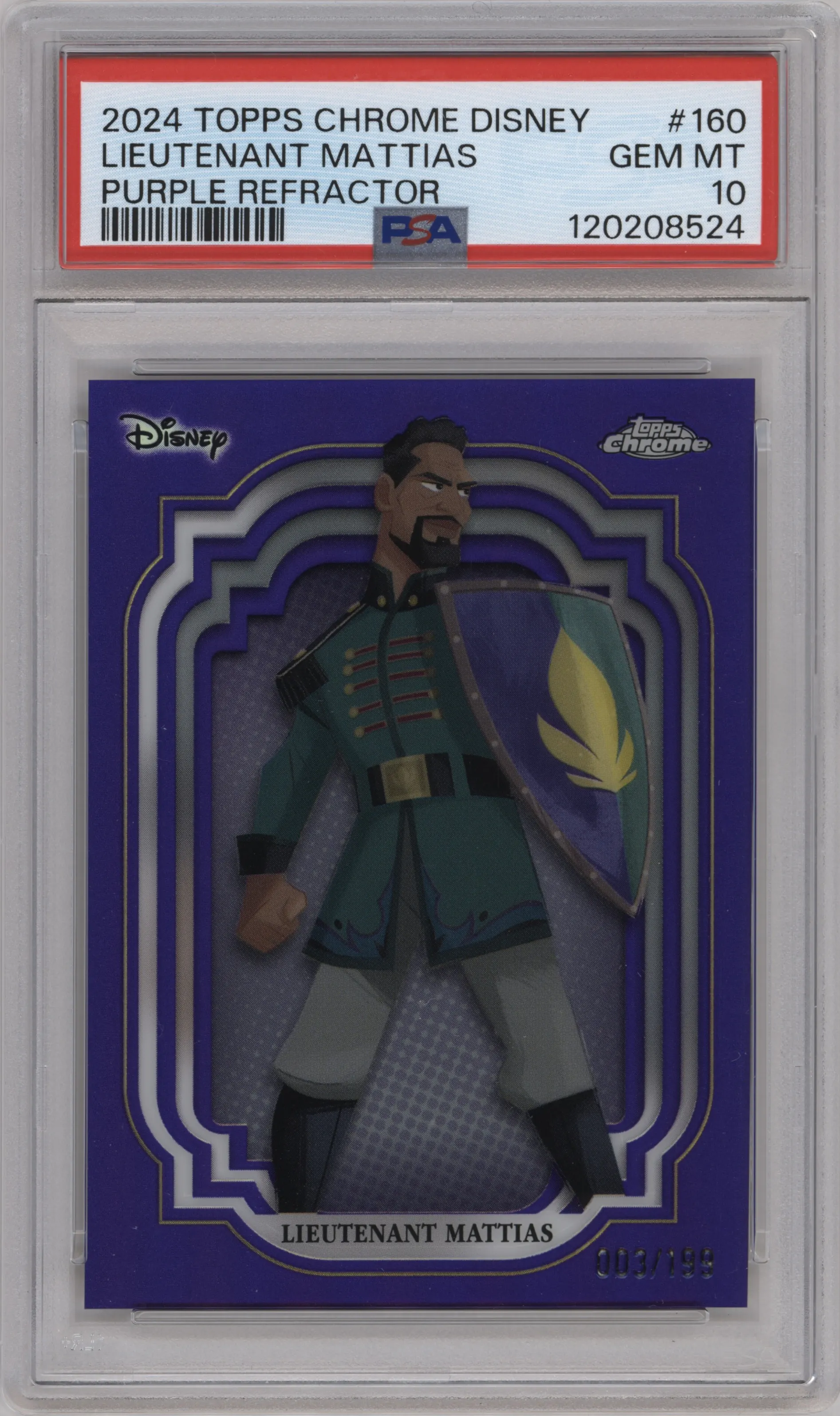 2024 Topps Chrome Disney Lieutenant Mattias Purple Refractor #160 PSA 10