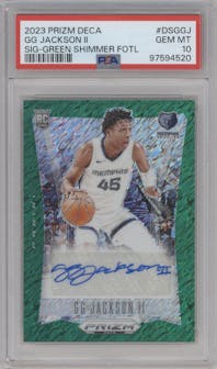 GG Jackson II from the 2023-24 Panini Prizm Deca set featuring a FOTL Green Shimmer parallel graded by PSA and given an overall grade of 10.