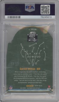 Garrett Wilson from the 2022 Panini Contenders Optic set featuring a Gold parallel graded by PSA and given an overall grade of 9.
