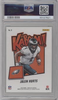 Jalen Hurts from the 2023 Panini Absolute set graded by PSA and given an overall grade of 10.