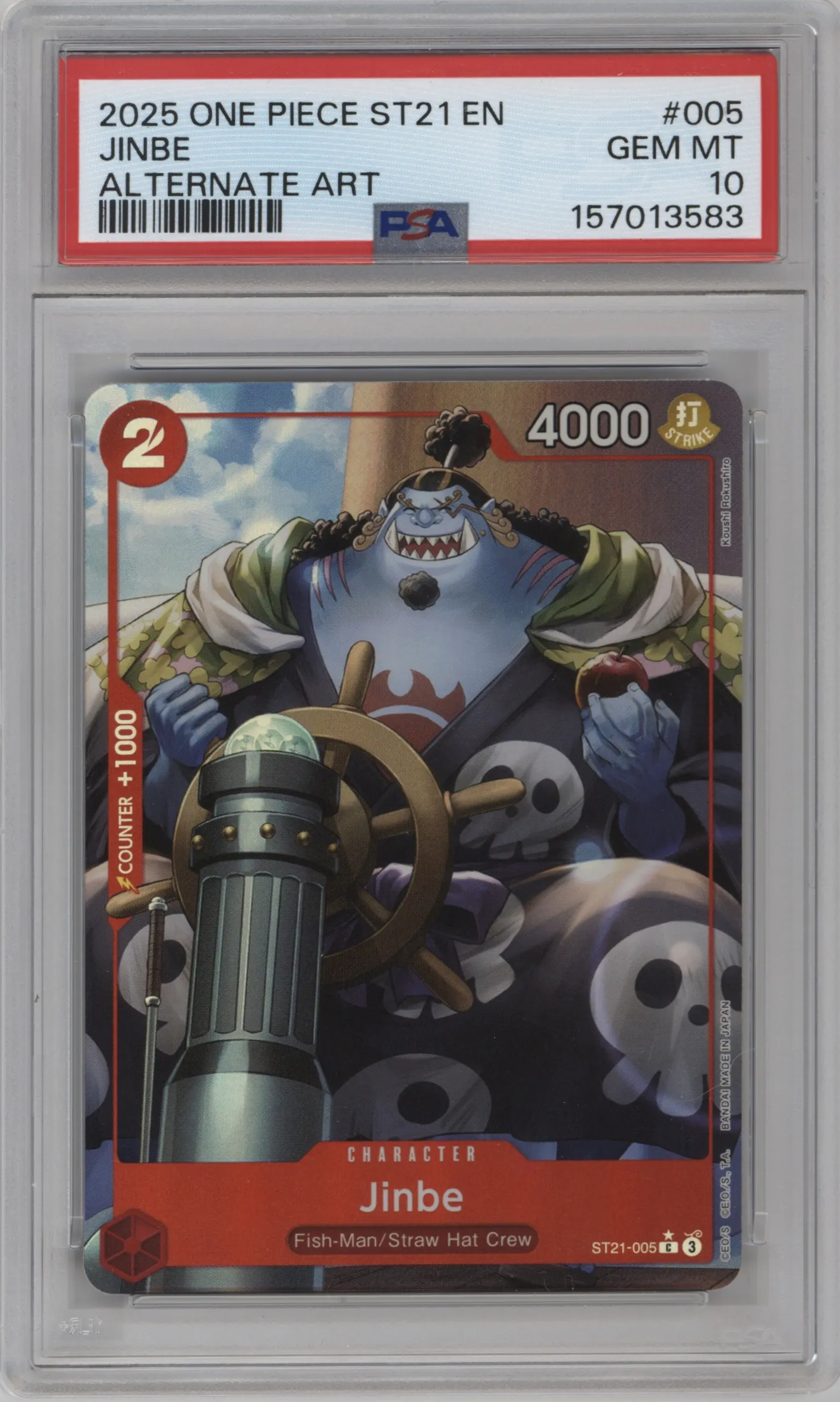 2025 One Piece Starter Deck Ex Gear5 Jinbe Alternate Art C #ST21-005 C PSA 10