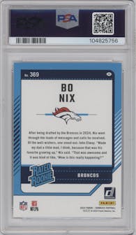 Bo Nix from the 2024 Donruss set graded by PSA and given an overall grade of 10.