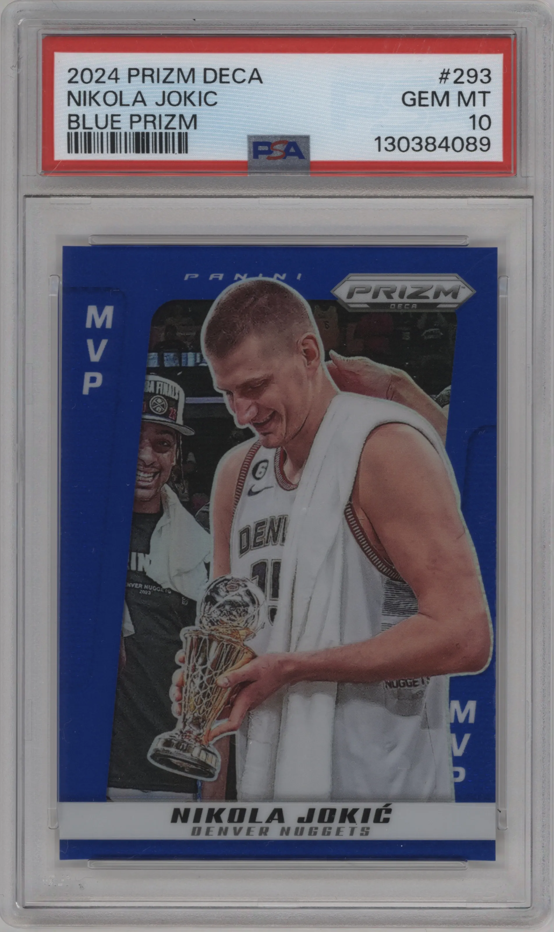 2024 Panini Prizm Deca Nikola Jokic Blue Prizm #293 PSA 10